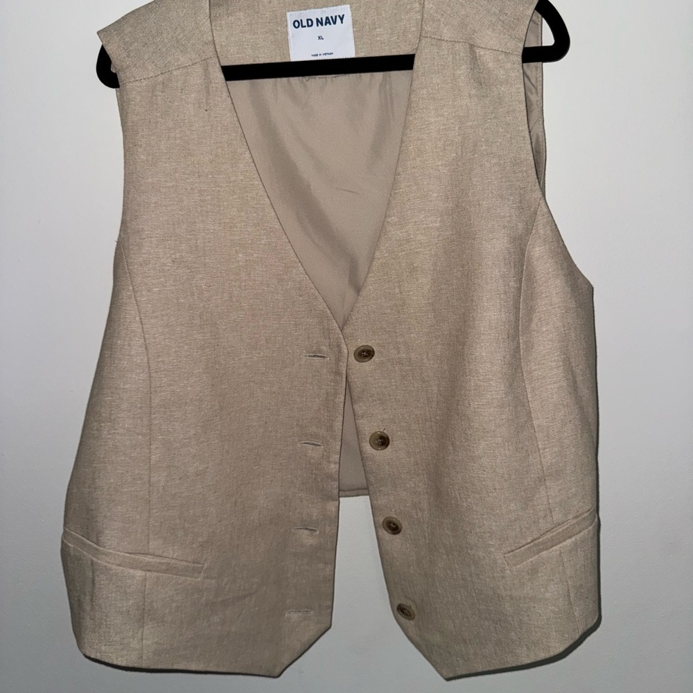 Old Navy Beige Button-Up Vest